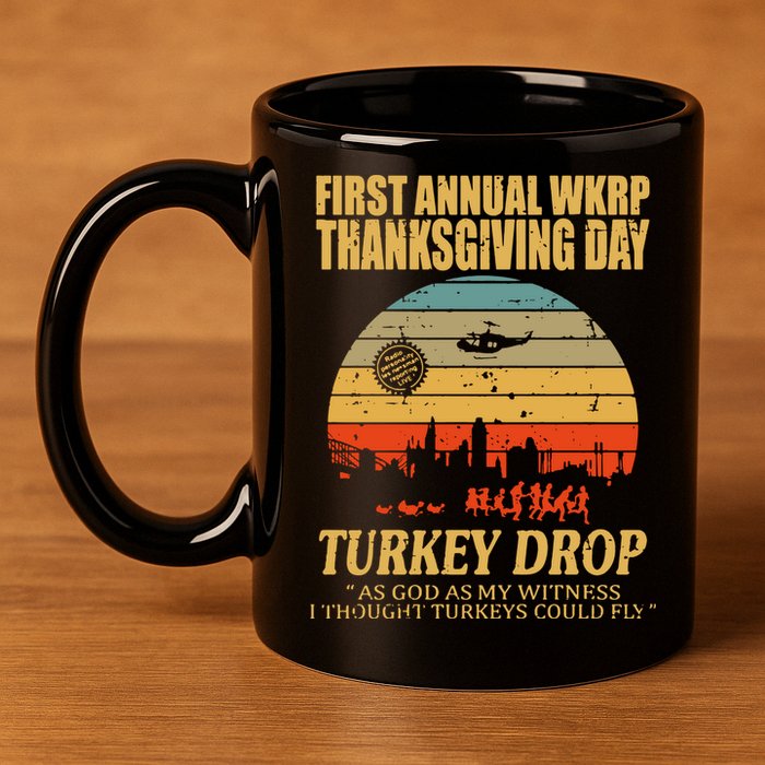 Thanksgiving Wkrp Turkey Drop 11oz C Handle Ceramic Mug