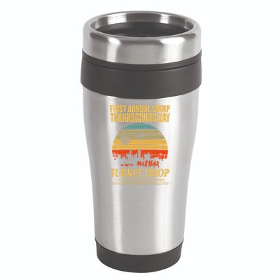 Thanksgiving Wkrp Turkey Drop 16oz Travel Tumbler