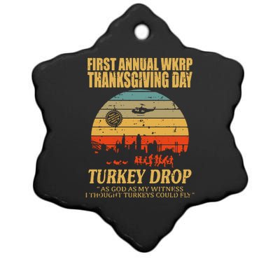 Thanksgiving Wkrp Turkey Drop Ceramic Star Ornament