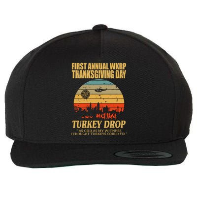 Thanksgiving Wkrp Turkey Drop Wool Snapback Cap