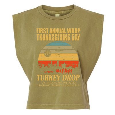 Thanksgiving Wkrp Turkey Drop Garment-Dyed Women's Muscle Tee