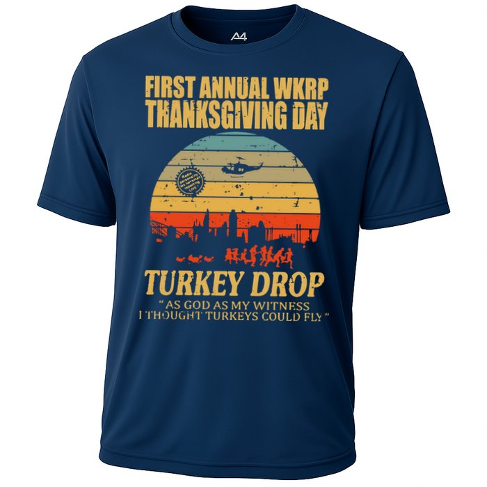 Thanksgiving Wkrp Turkey Drop Cooling Performance Crew T-Shirt