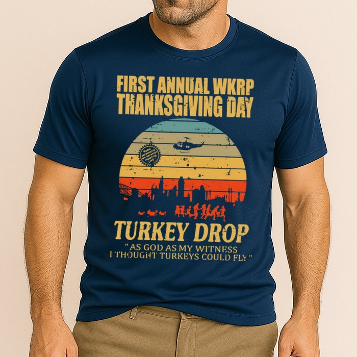 Thanksgiving Wkrp Turkey Drop Cooling Performance Crew T-Shirt