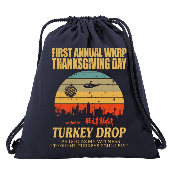 Thanksgiving Wkrp Turkey Drop Drawstring Bag