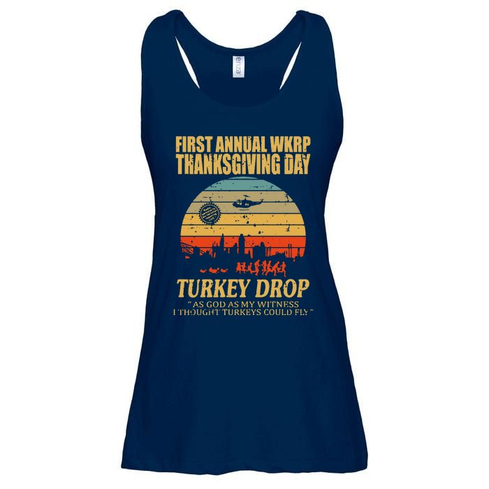 Thanksgiving Wkrp Turkey Drop Ladies Essential Flowy Tank