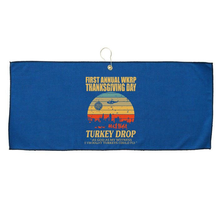 Thanksgiving Wkrp Turkey Drop Large Microfiber Waffle Golf Towel