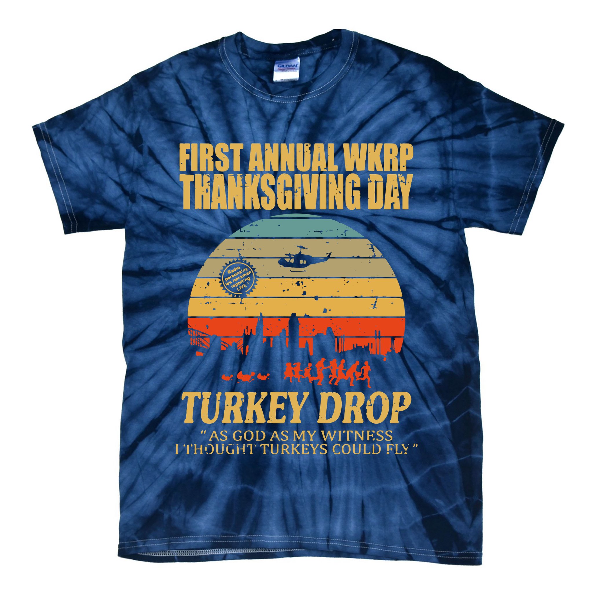 Thanksgiving Wkrp Turkey Drop Tie-Dye T-Shirt