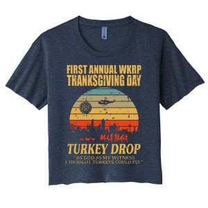 Thanksgiving Wkrp Turkey Drop Women's Crop Top Tee