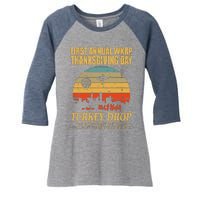 Thanksgiving Wkrp Turkey Drop Women's Tri-Blend 3/4-Sleeve Raglan Shirt