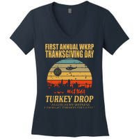 Thanksgiving Wkrp Turkey Drop Women's V-Neck T-Shirt