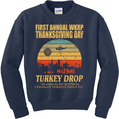 Thanksgiving Wkrp Turkey Drop Kids Sweatshirt