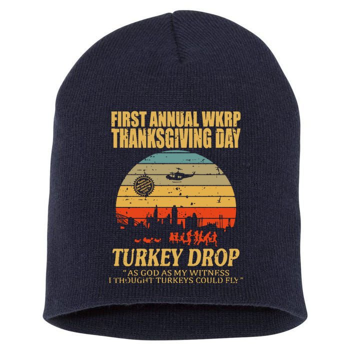 Thanksgiving Wkrp Turkey Drop Short Acrylic Beanie