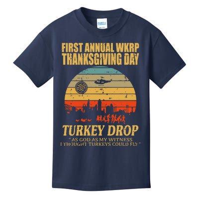 Thanksgiving Wkrp Turkey Drop Kids T-Shirt