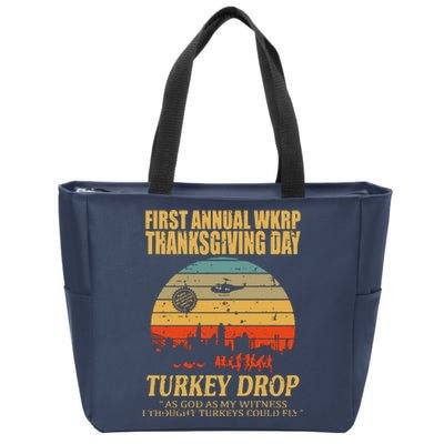 Thanksgiving Wkrp Turkey Drop Zip Tote Bag