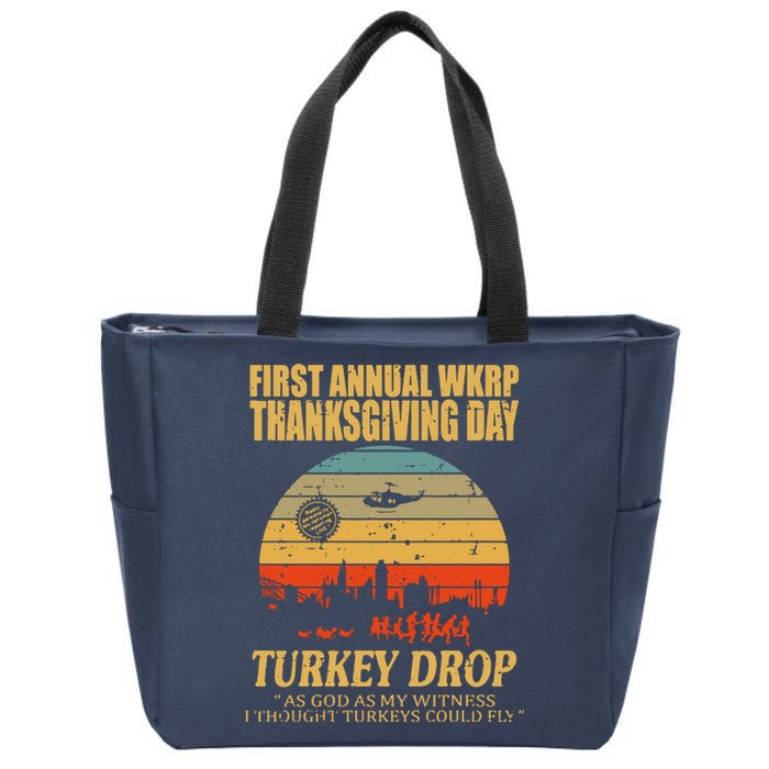 Thanksgiving Wkrp Turkey Drop Zip Tote Bag