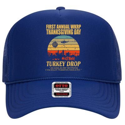 Thanksgiving Wkrp Turkey Drop High Crown Mesh Back Trucker Hat