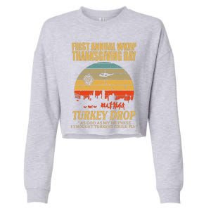 Thanksgiving Wkrp Turkey Drop Cropped Pullover Crew