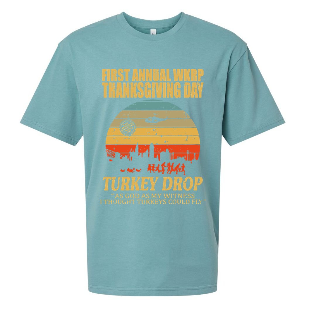 Thanksgiving Wkrp Turkey Drop Sueded Cloud Jersey T-Shirt
