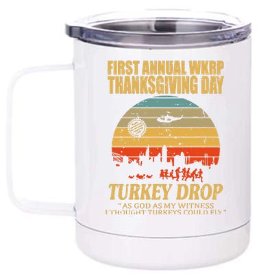 Thanksgiving Wkrp Turkey Drop 12 oz Stainless Steel Tumbler Cup