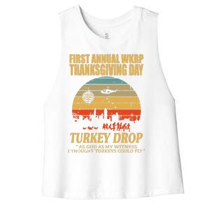 Thanksgiving Wkrp Turkey Drop Women's Racerback Cropped Tank