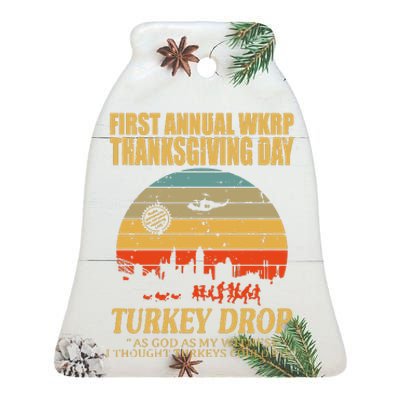 Thanksgiving Wkrp Turkey Drop Ceramic Bell Ornament