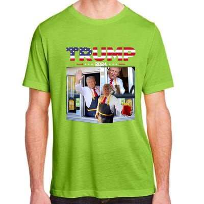 Trump Works The Drivethru Fast Food Worker French Fries Adult ChromaSoft Performance T-Shirt