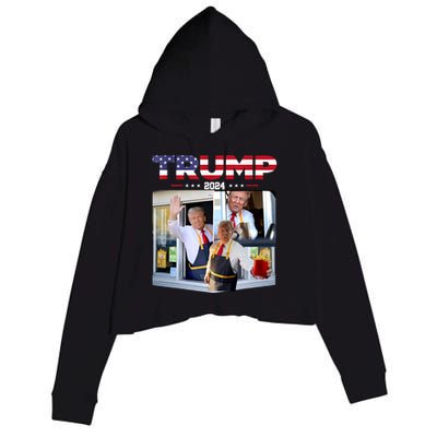 Trump Works The Drivethru Fast Food Worker French Fries Crop Fleece Hoodie