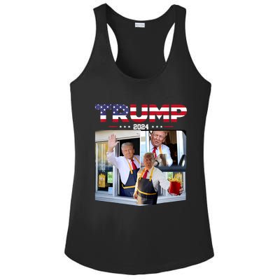 Trump Works The Drivethru Fast Food Worker French Fries Ladies PosiCharge Competitor Racerback Tank