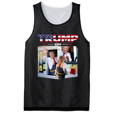 Trump Works The Drivethru Fast Food Worker French Fries Mesh Reversible Basketball Jersey Tank