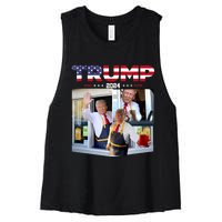 Trump Works The Drivethru Fast Food Worker French Fries Women's Racerback Cropped Tank