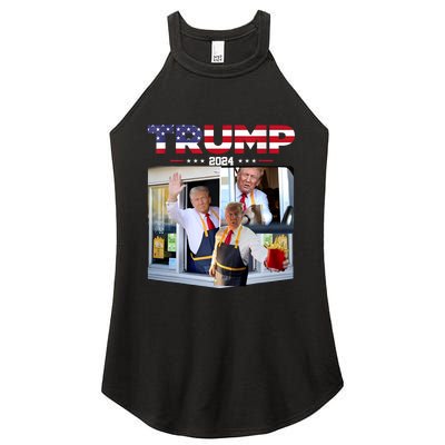 Trump Works The Drivethru Fast Food Worker French Fries Women's Perfect Tri Rocker Tank