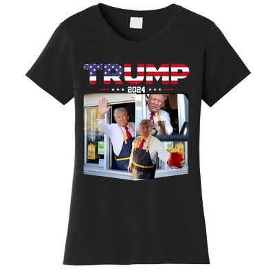 Trump Works The Drivethru Fast Food Worker French Fries Women's T-Shirt