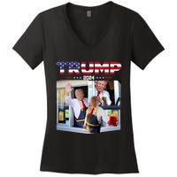 Trump Works The Drivethru Fast Food Worker French Fries Women's V-Neck T-Shirt