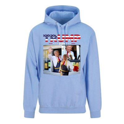 Trump Works The Drivethru Fast Food Worker French Fries Unisex Surf Hoodie