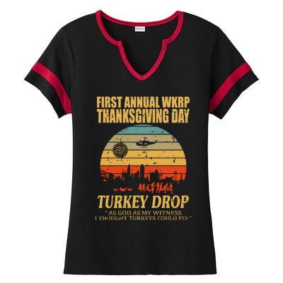 Thanksgiving Wkrp Turkey Drop Ladies Halftime Notch Neck Tee