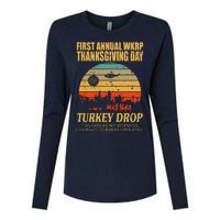 Thanksgiving Wkrp Turkey Drop Womens Cotton Relaxed Long Sleeve T-Shirt