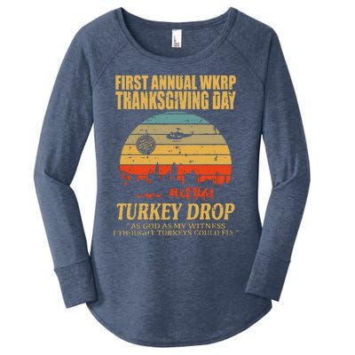 Thanksgiving Wkrp Turkey Drop Women's Perfect Tri Tunic Long Sleeve Shirt