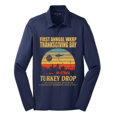 Thanksgiving Wkrp Turkey Drop Silk Touch Performance Long Sleeve Polo