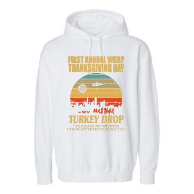 Thanksgiving Wkrp Turkey Drop Garment-Dyed Fleece Hoodie