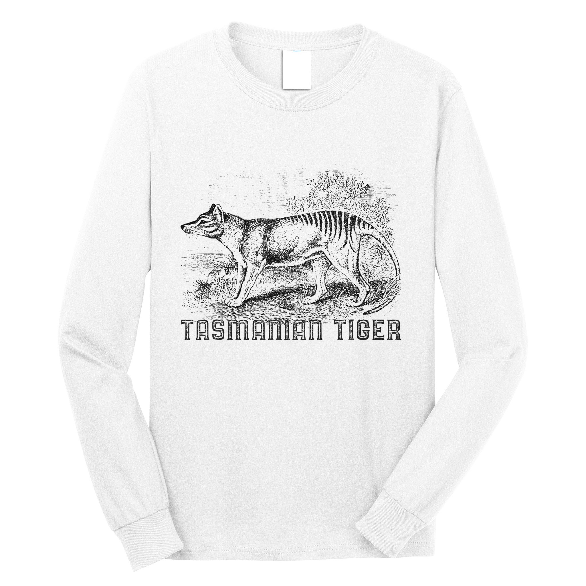 Tasmanian Wolf Tiger Thylacine Australian Extinction Gift Long Sleeve Shirt