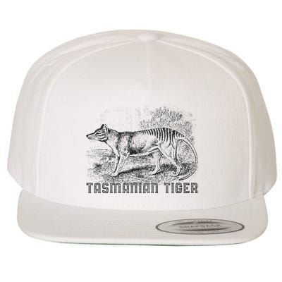 Tasmanian Wolf Tiger Thylacine Australian Extinction Gift Wool Snapback Cap