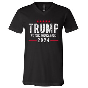 Trump Won Take America Back 2024 V-Neck T-Shirt