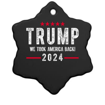 Trump Won Take America Back 2024 Ceramic Star Ornament