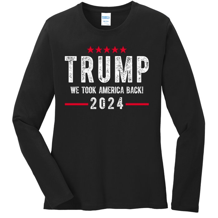 Trump Won Take America Back 2024 Ladies Long Sleeve Shirt