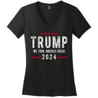 Trump Won Take America Back 2024 Women's V-Neck T-Shirt