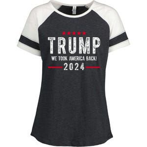 Trump Won Take America Back 2024 Enza Ladies Jersey Colorblock Tee