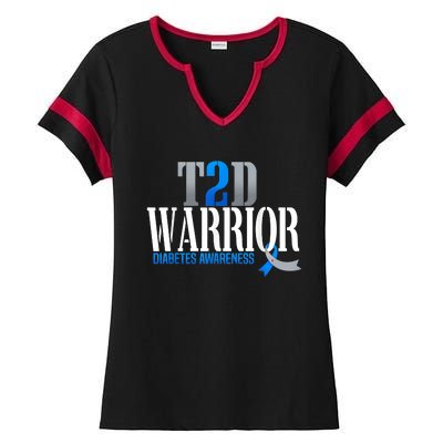 T2D Warrior Type 2 Diabetes Awareness Month Ladies Halftime Notch Neck Tee