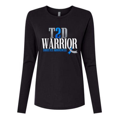 T2D Warrior Type 2 Diabetes Awareness Month Womens Cotton Relaxed Long Sleeve T-Shirt