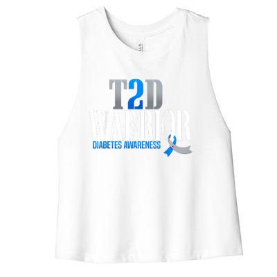 T2D Warrior Type 2 Diabetes Awareness Month Women's Racerback Cropped Tank