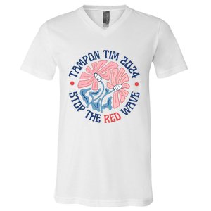 Tim Walz Tampon 2024 Presidential Race Vote Blue Madam President Kamala V-Neck T-Shirt